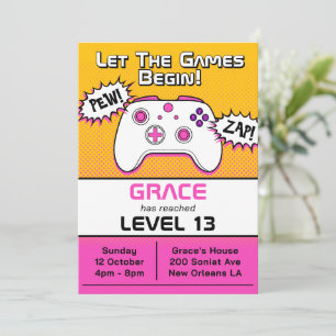 Gamer Girl Roze Gele Controller 13e Verjaardag Kaart
