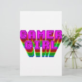Gamer Girl-tekst Briefpapier (Staand voorkant)