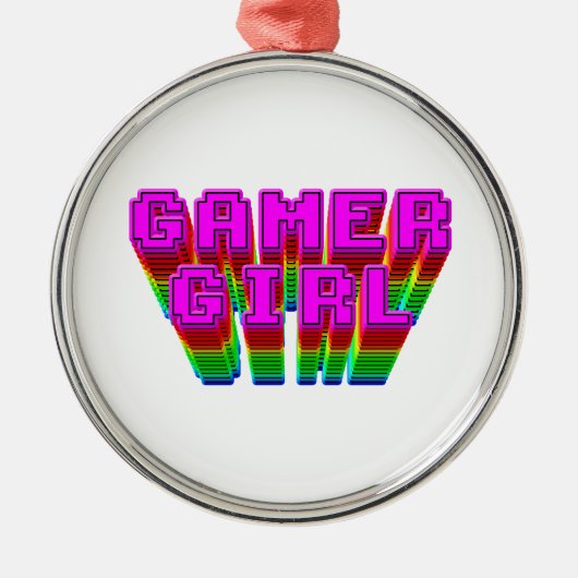 Gamer Girl-tekst Metalen Ornament (Voorkant)