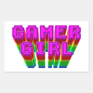 Gamer Girl-tekst Rechthoekige Sticker