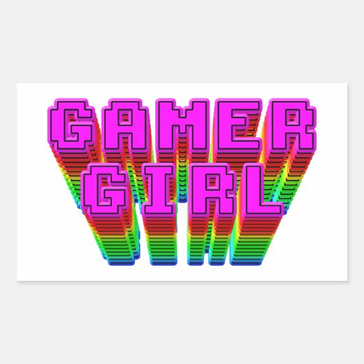 Gamer Girl-tekst Rechthoekige Sticker (Voorkant)