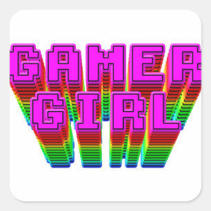 Gamer Girl-tekst Vierkante Sticker