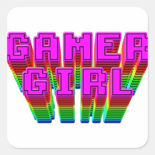 Gamer Girl-tekst Vierkante Sticker (Voorkant)