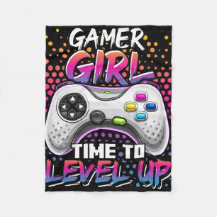 Gamer Girl Time to Level Up Video Game Birthday Gi Fleece Deken