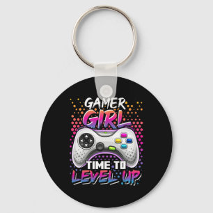 Gamer Girl Time to Level Up Video Game Birthday Gi Sleutelhanger