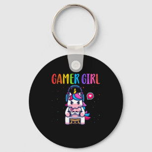 Gamer Girl Unicorn Gaming Cute Video Game Sleutelhanger