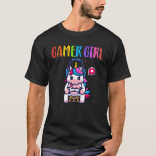 Gamer Girl Unicorn Gaming Cute Video Game T-shirt