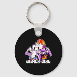 Gamer Girl Unicorn Gaming Schattigee videogame Lov Sleutelhanger