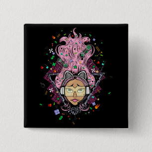Gamer Girl Vierkante Button 5,1 Cm