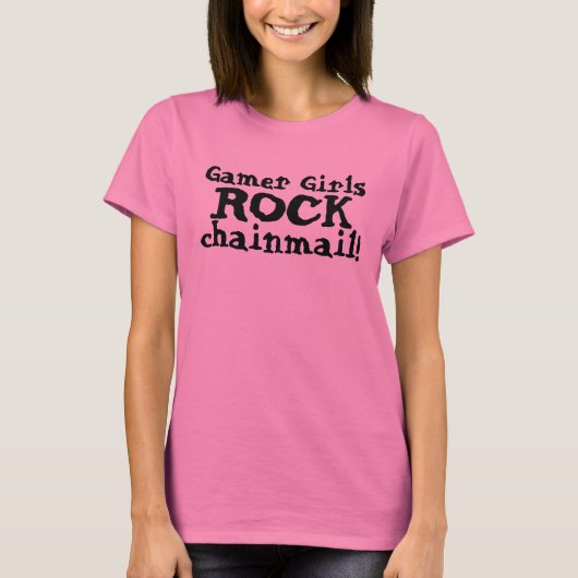 Gamer Girls ROCK Chainmail! - Videogame en RPG T T-shirt (Voorkant)