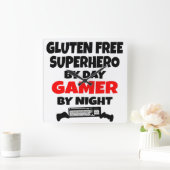 Gamer Gluten Free Superheld Vierkante Klok (Huis)