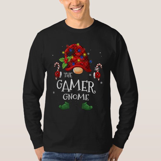 Gamer Gnome Buffalo met kerstboom T-shirt (Voorkant)
