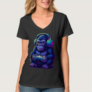 Gamer Gorilla met hoofdtelefoon — Neon Gaming Sfee T-shirt