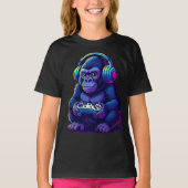 Gamer Gorilla with Headphones — Neon Gaming Vibes T-shirt (Voorkant)
