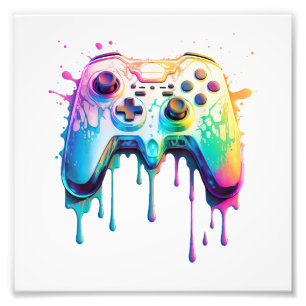 Gamer Grafische Videogame - Kleurrijke Videogame L Foto Afdruk