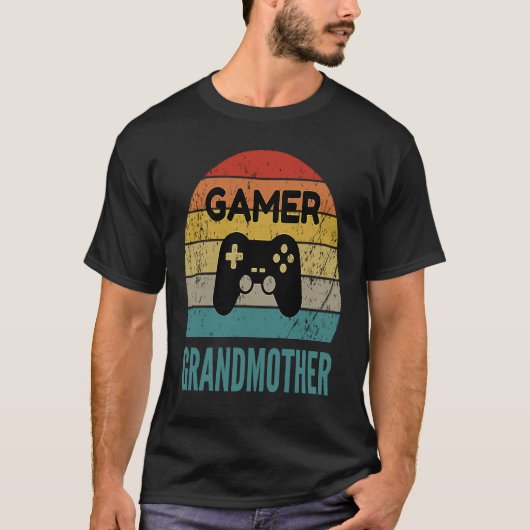 Gamer Grandmoeder  60s 70s consolecontrole T-shirt (Voorkant)