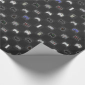 Gamer Grey Black Retro Pixel Controller Patroon Cadeaupapier (Hoek)