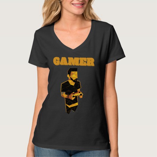 Gamer Guy Holding a Gold Video Game Controller Men T-shirt (Voorkant)