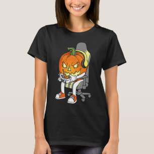 Gamer Halloween Jackolantern Enge Gamen Jongens Ki T-shirt