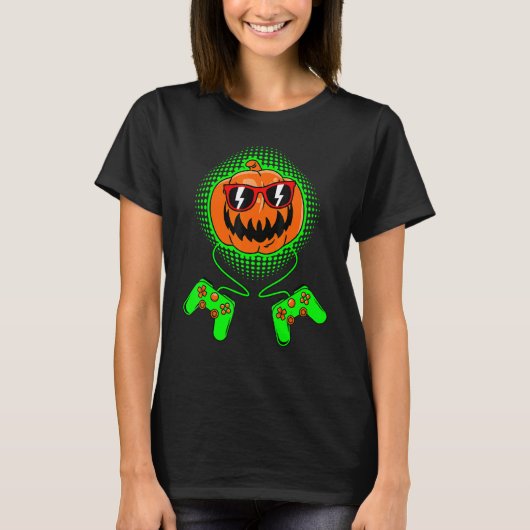 Gamer Halloween Jackolantern Scary Gaming Boys Kid T-shirt (Voorkant)