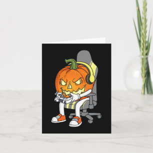 Gamer Halloween Jackolantern Scary Gaming Boys Kin Kaart