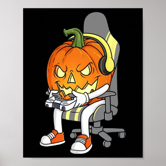 Gamer Halloween Jackolantern Scary Gaming Boys Kin Poster (Voorkant)