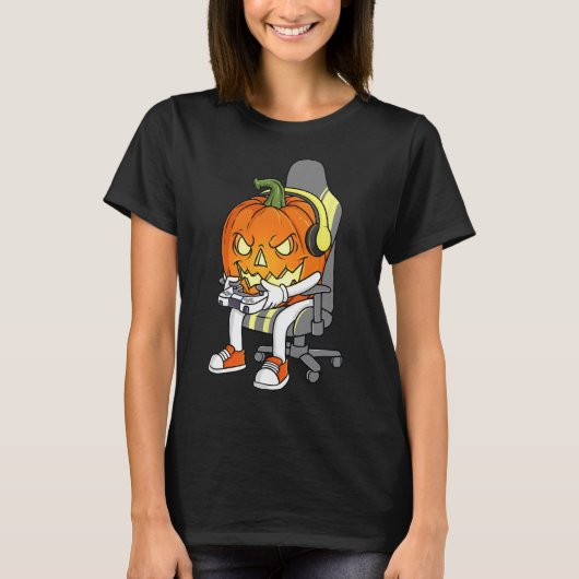Gamer Halloween Jackolantern Scary Gaming Boys Kin T-shirt (Voorkant)