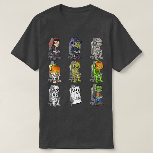 Gamer Halloween Skeleton Vampire-gamemboeien T-shirt (Design voorkant)