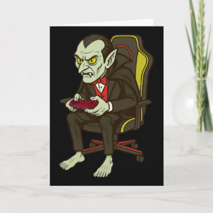 Gamer Halloween Vampier Enge Gaming Videogame Bo Kaart