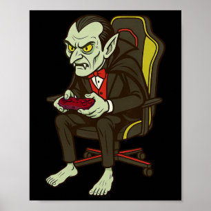 Gamer Halloween Vampier Enge Gaming Videogame Bo Poster