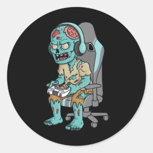Gamer Halloween Zombie Scary Gaming Boys Kinder Te Ronde Sticker