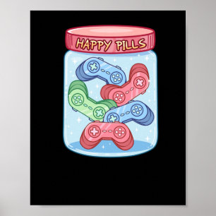 Gamer Happy Pills Sticker Poster