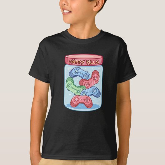 Gamer Happy Pills Sticker T-shirt (Voorkant)