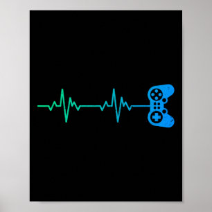 Gamer hartslag Cool Video Game Controller voor NER Poster