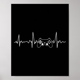 Gamer Hartslag Grappig Videospel Cadeau Jongens Ma Poster