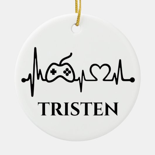 Gamer hartslag Monogram naam Keramisch Ornament (Voorkant)