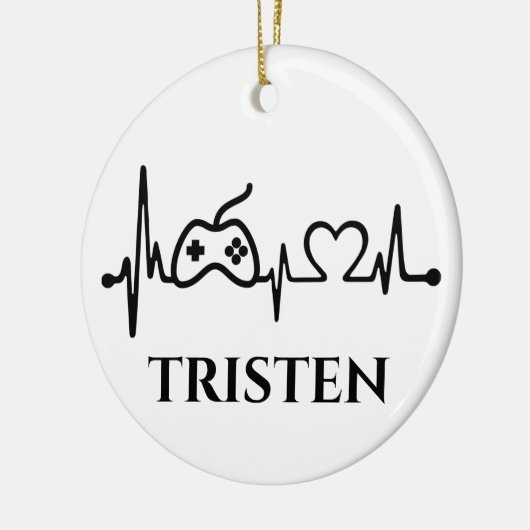 Gamer hartslag Monogram naam Keramisch Ornament (Links)