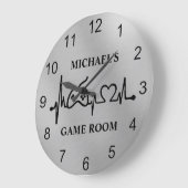 Gamer hartslag Monogram Silver Grote Klok (Hoek)