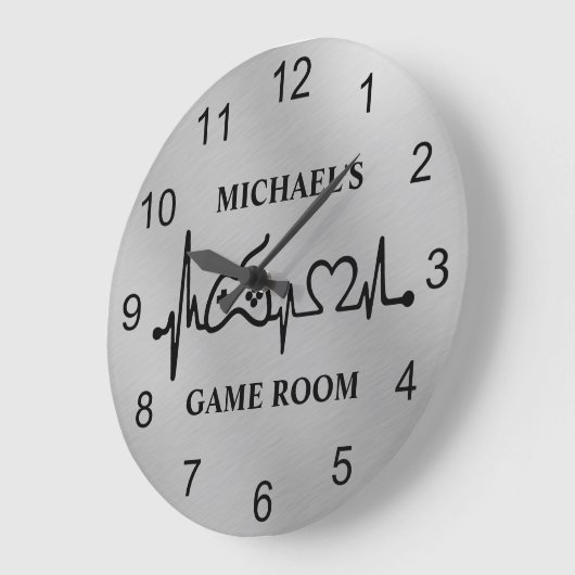 Gamer hartslag Monogram Silver Grote Klok (Hoek)