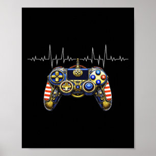 Gamer Hartslag Ontwerp – Gaming Controller ECG-lij Poster
