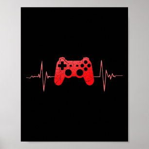 Gamer Hartslag Polsslag Videospel Controller Gamin Poster