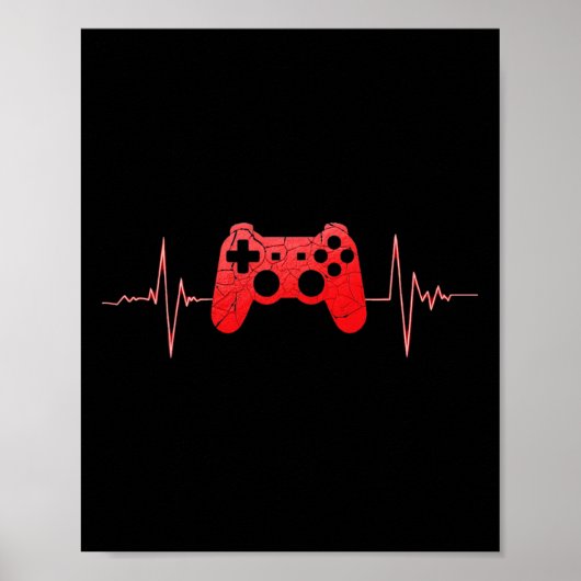 Gamer Hartslag Polsslag Videospel Controller Gamin Poster (Voorkant)