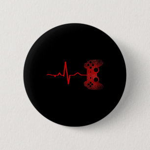Gamer Hartslag Videogames Gamen Jongens Tieners Ma Ronde Button 5,7 Cm