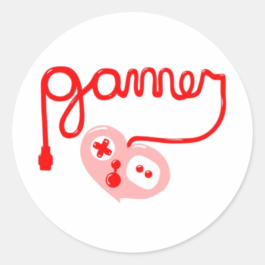 Gamer Heart Ronde Sticker (Voorkant)