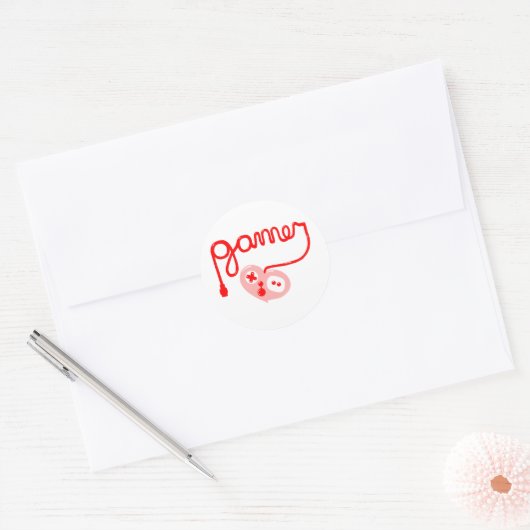 Gamer Heart Ronde Sticker (Envelop)