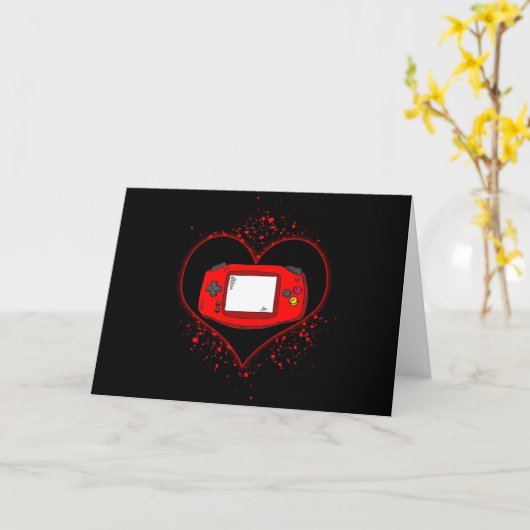 Gamer Heart Valentines Day Video Games Boys Kids Kaart (Gele Bloem)