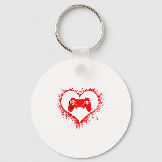Gamer Heart Valentines Day Video Games Boys Kids T Sleutelhanger (Voorkant)
