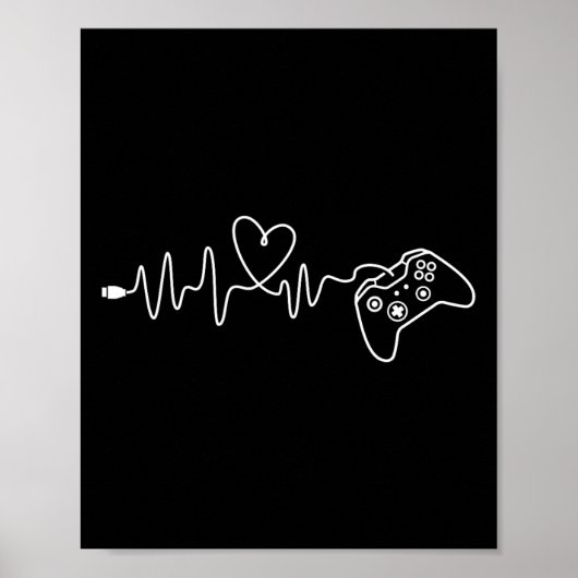 Gamer Heartbeat - Console Gaming Game Lover PC Vid Poster (Voorkant)