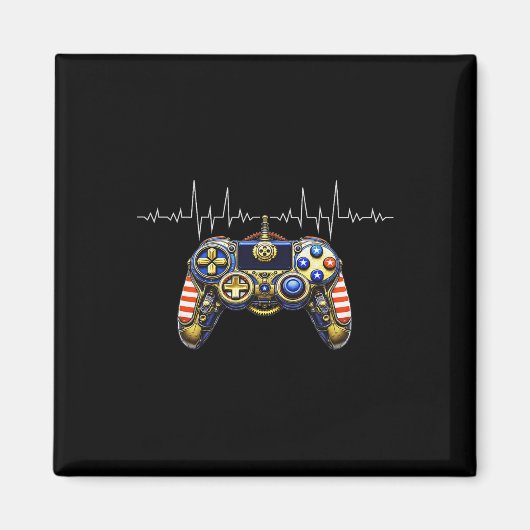 Gamer Heartbeat Design – Gaming Controller ECG Lin Magneet (Voorkant)