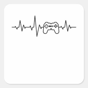 GAMER HEARTBEAT Funny Gamer Video Gamer Vierkante Sticker